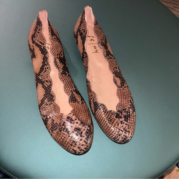Fs/ny Spain leather snake print leather ballet flats 11 french sole - Picture 3 of 5